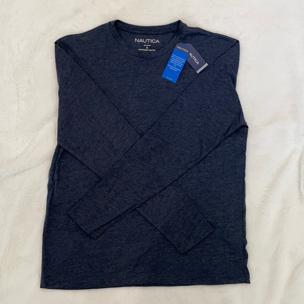 Nautica Men’s Size S Navy Blue Long-Sleeve Tee - Picture 4 of 5
